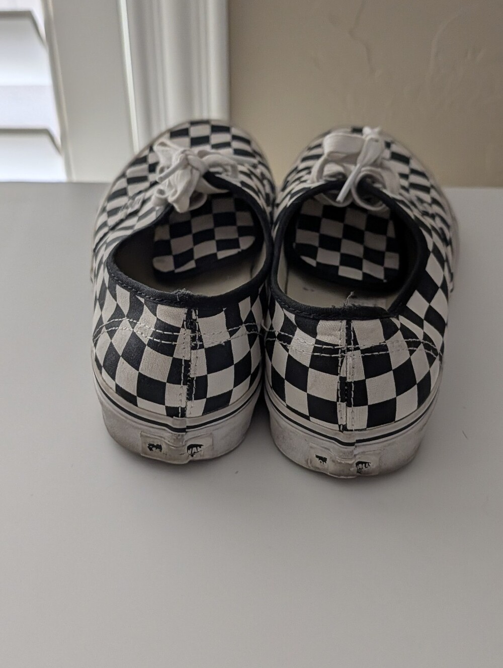 Vans Authentic Checkerboard Racing Flag White Black Sz Women's 8 Shoes - Picture 4 of 8